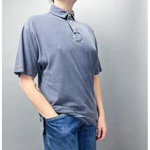 Vintage Polo Shirt | 90's Faded Dark Blue Collared Short Sleeve Men's T-Shirt